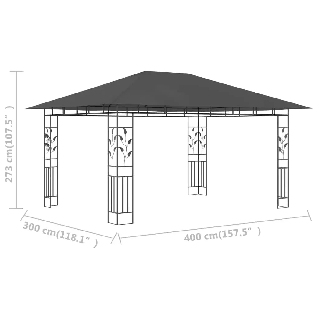 Gazebo with Mosquito Net 4x3x2.73 m Anthracite 180 g/m?? 47973