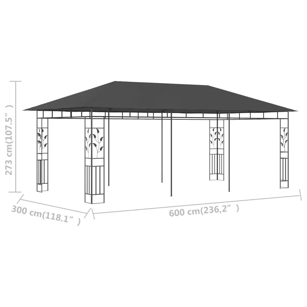 Gazebo with Mosquito Net 6x3x2.73 m Anthracite 47974