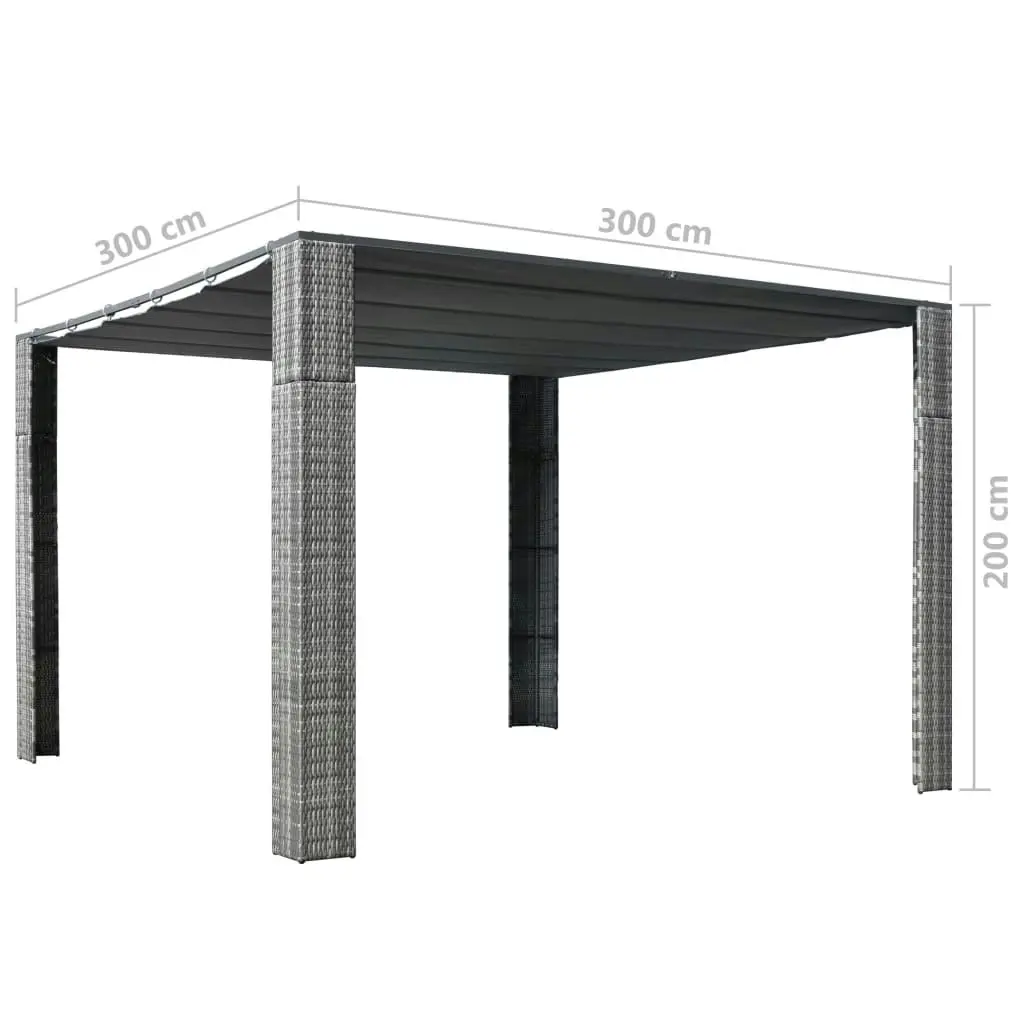 Gazebo with Roof Poly Rattan 300x300x200 cm Grey and Anthracite 44818