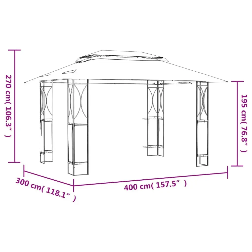 Gazebo with Roof Anthracite 400x300x270 cm Steel 360142