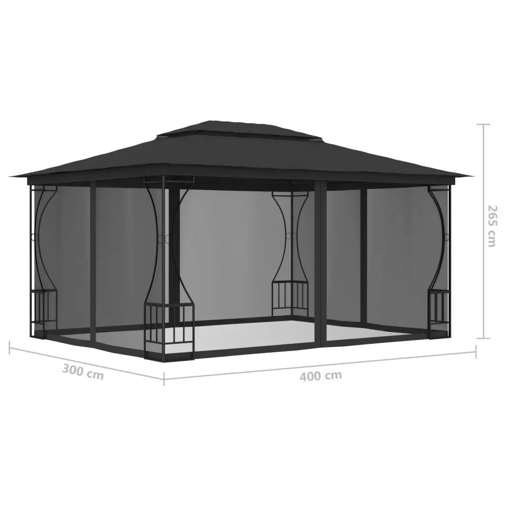 Gazebo with Nets 300x400x265 cm Anthracite 48598