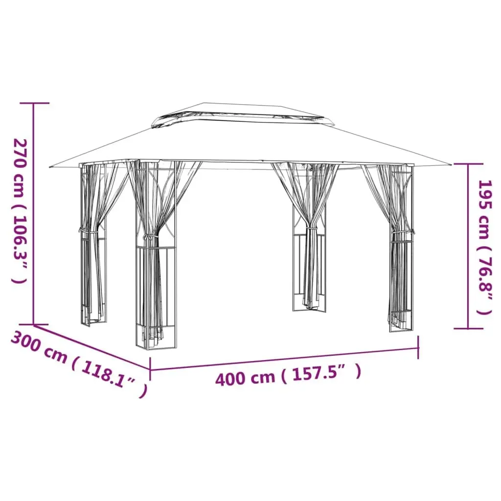 Gazebo with Sidewalls Anthracite 400x300x270 cm Steel 360144