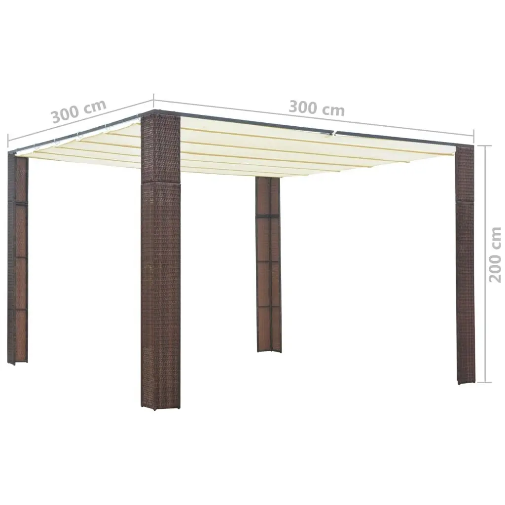 Gazebo with Roof Poly Rattan 300x300x200 cm Brown and Cream 44816