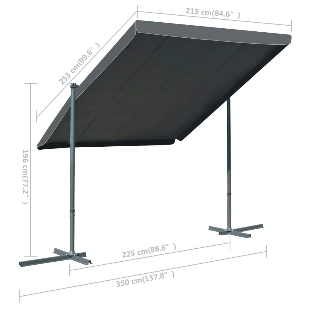 Gazebo with Tiltable Retractable Roof 350x253x196 cm Anthracite 44821