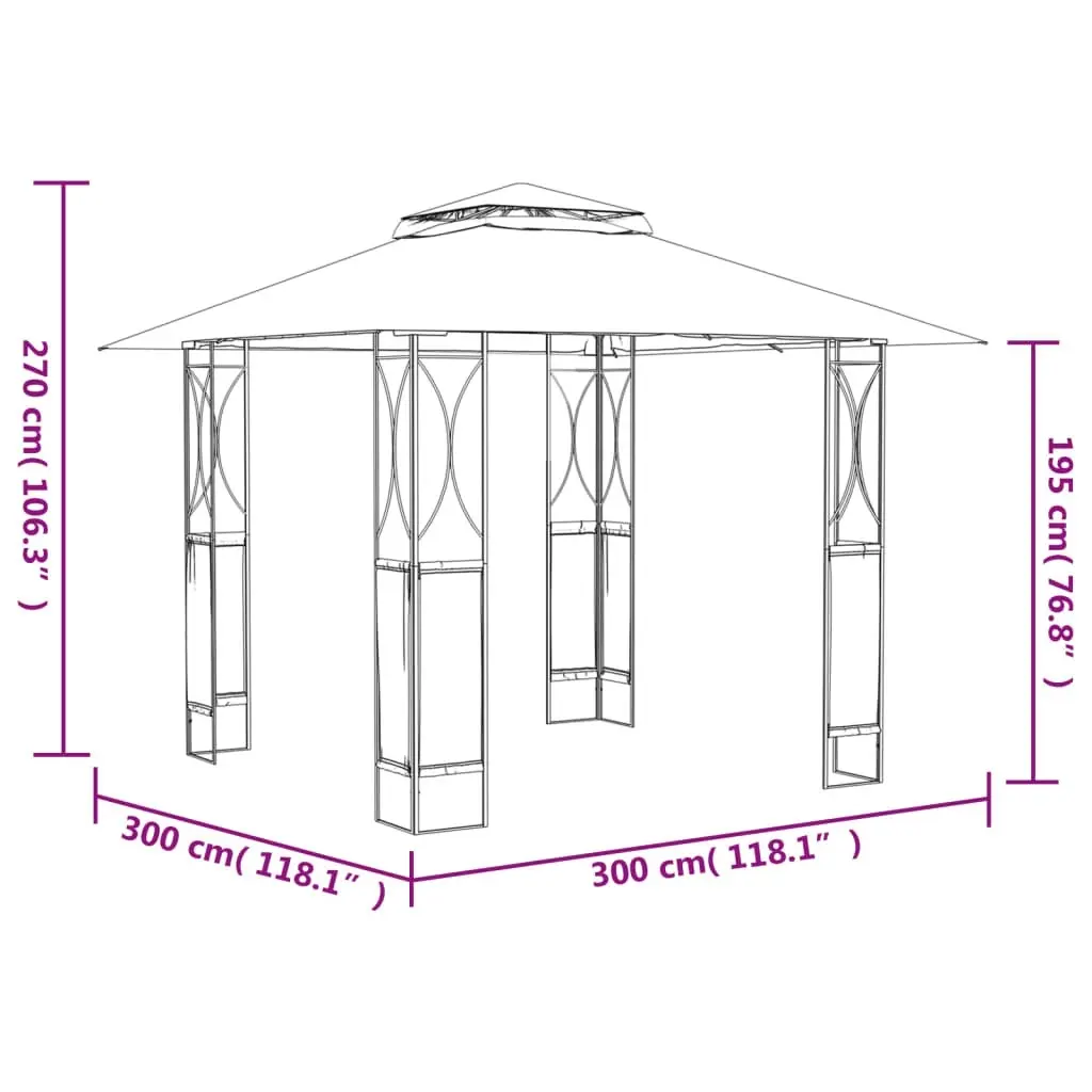 Gazebo with Roof Anthracite 300x300x270 cm Steel 360141