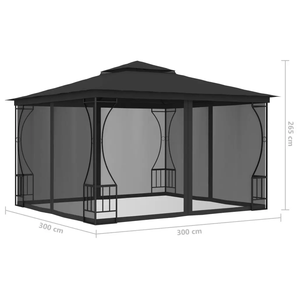 Gazebo with Nets 300x300x265 cm Anthracite 48597