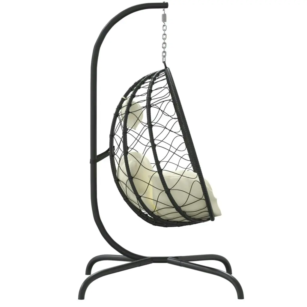 Hanging Egg Chair with Cushion Cream White Poly Rattan&Steel 360046