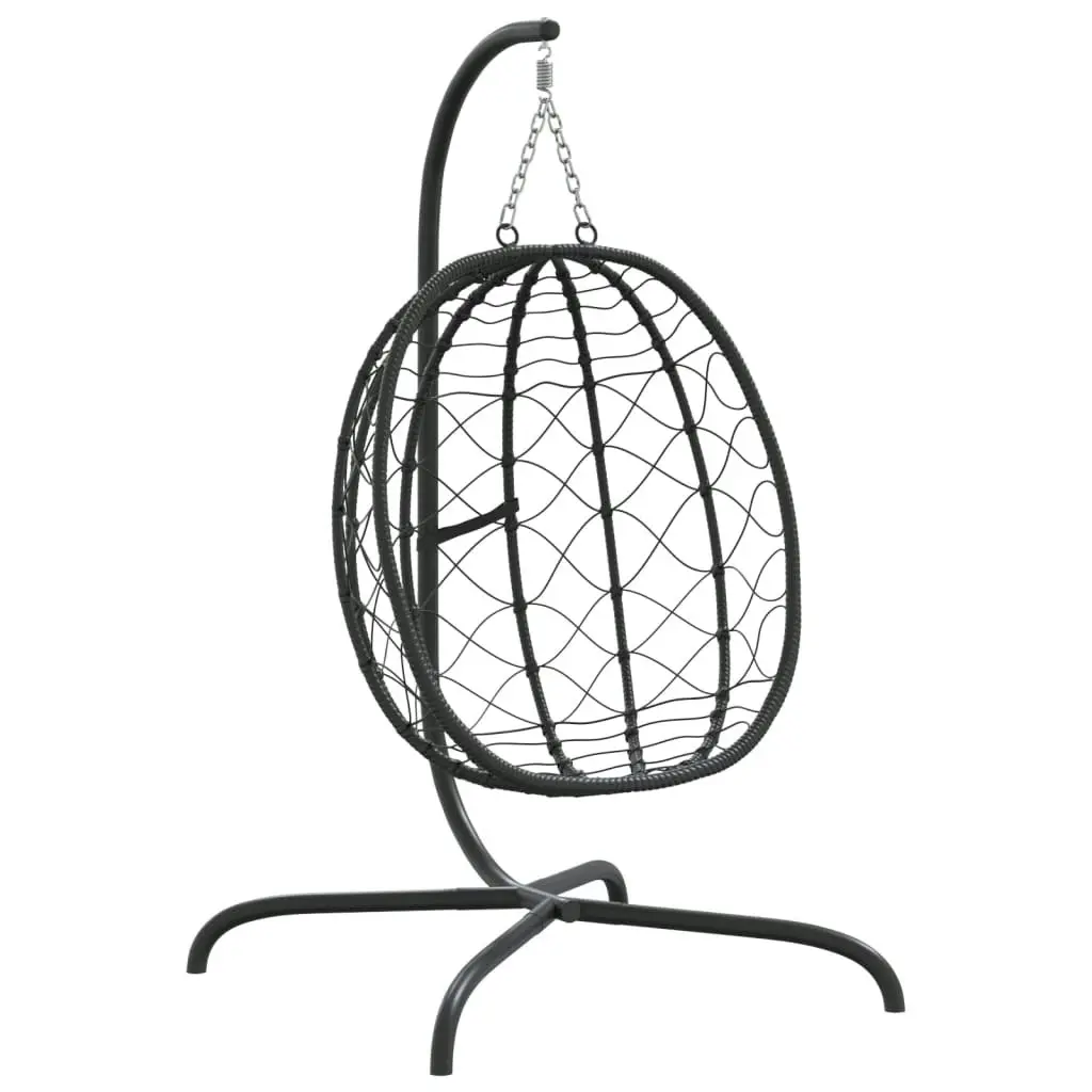 Hanging Egg Chair with Cushion Anthracite Poly Rattan&Steel 360045