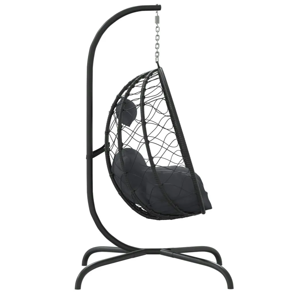 Hanging Egg Chair with Cushion Anthracite Poly Rattan&Steel 360045