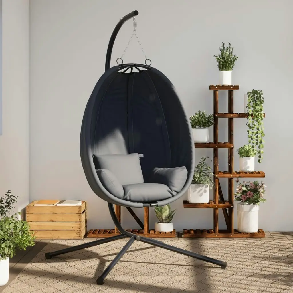 Hanging Egg Chair with Stand Anthracite Fabric and Steel 4007399