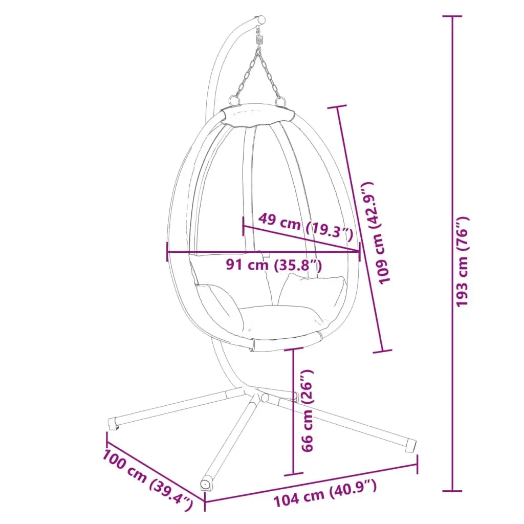 Hanging Egg Chair with Stand Anthracite Fabric and Steel 4007399