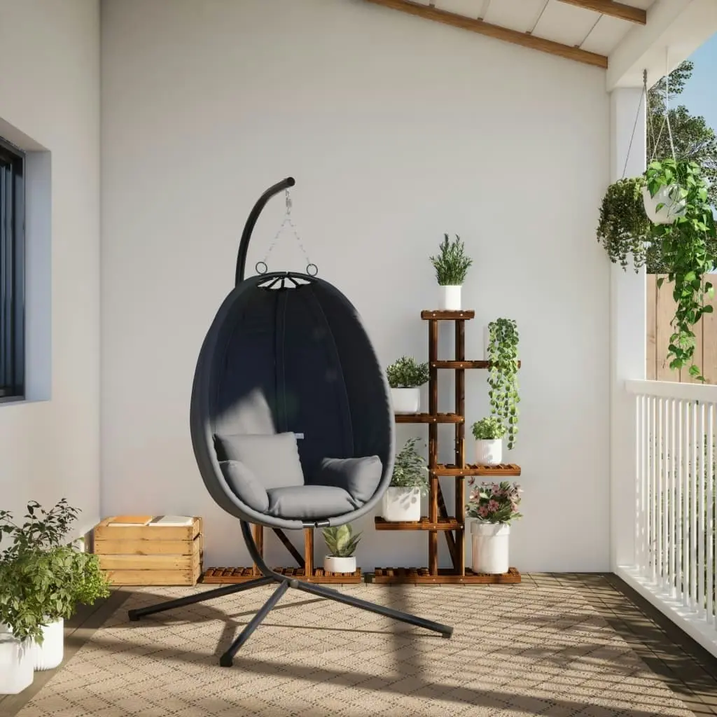 Hanging Egg Chair with Stand Anthracite Fabric and Steel 4007399