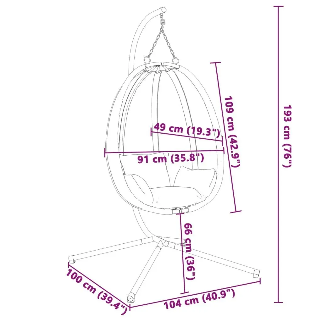 Hanging Egg Chair with Stand Anthracite Fabric and Steel 4007399