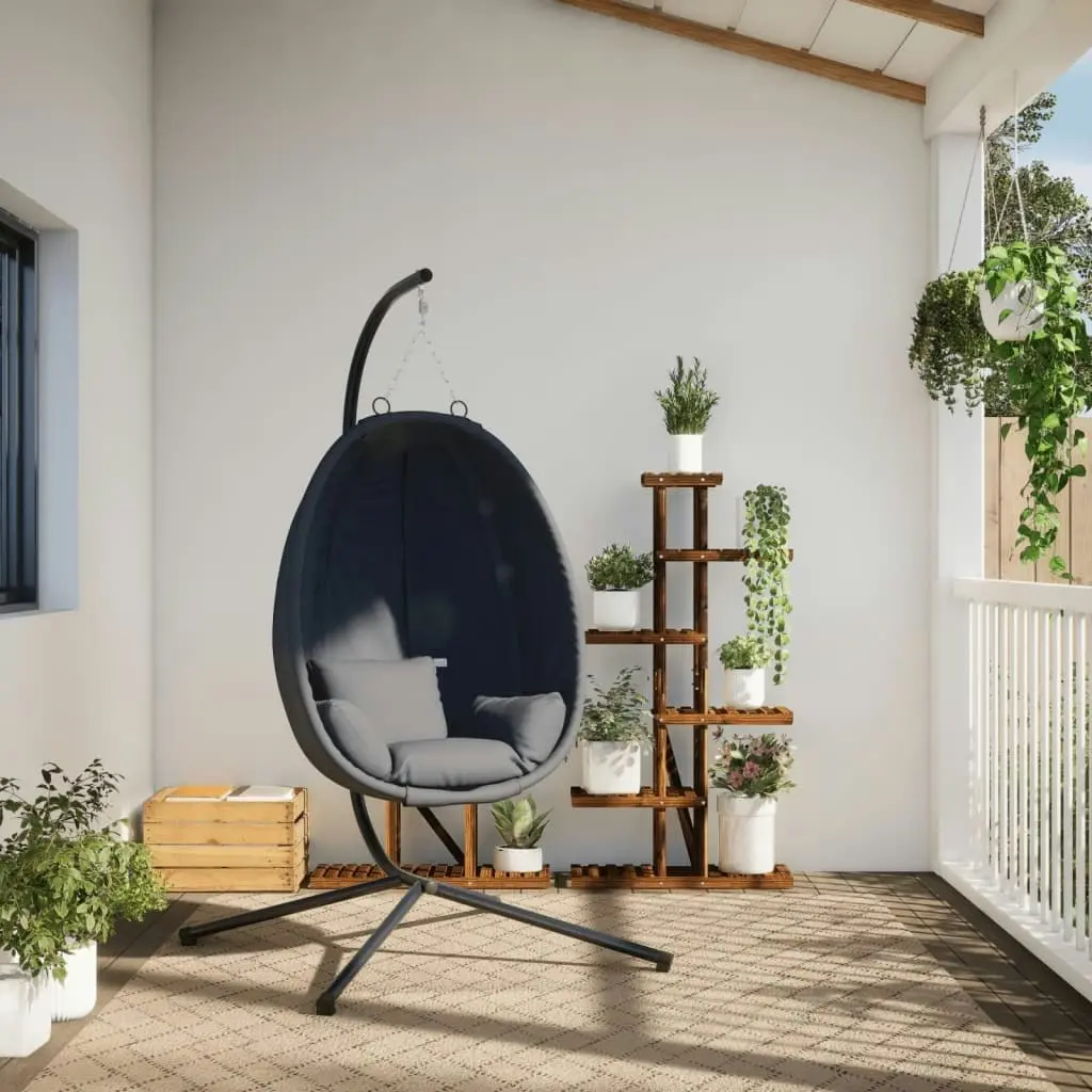 Hanging Egg Chair with Stand Anthracite Fabric and Steel 4007399