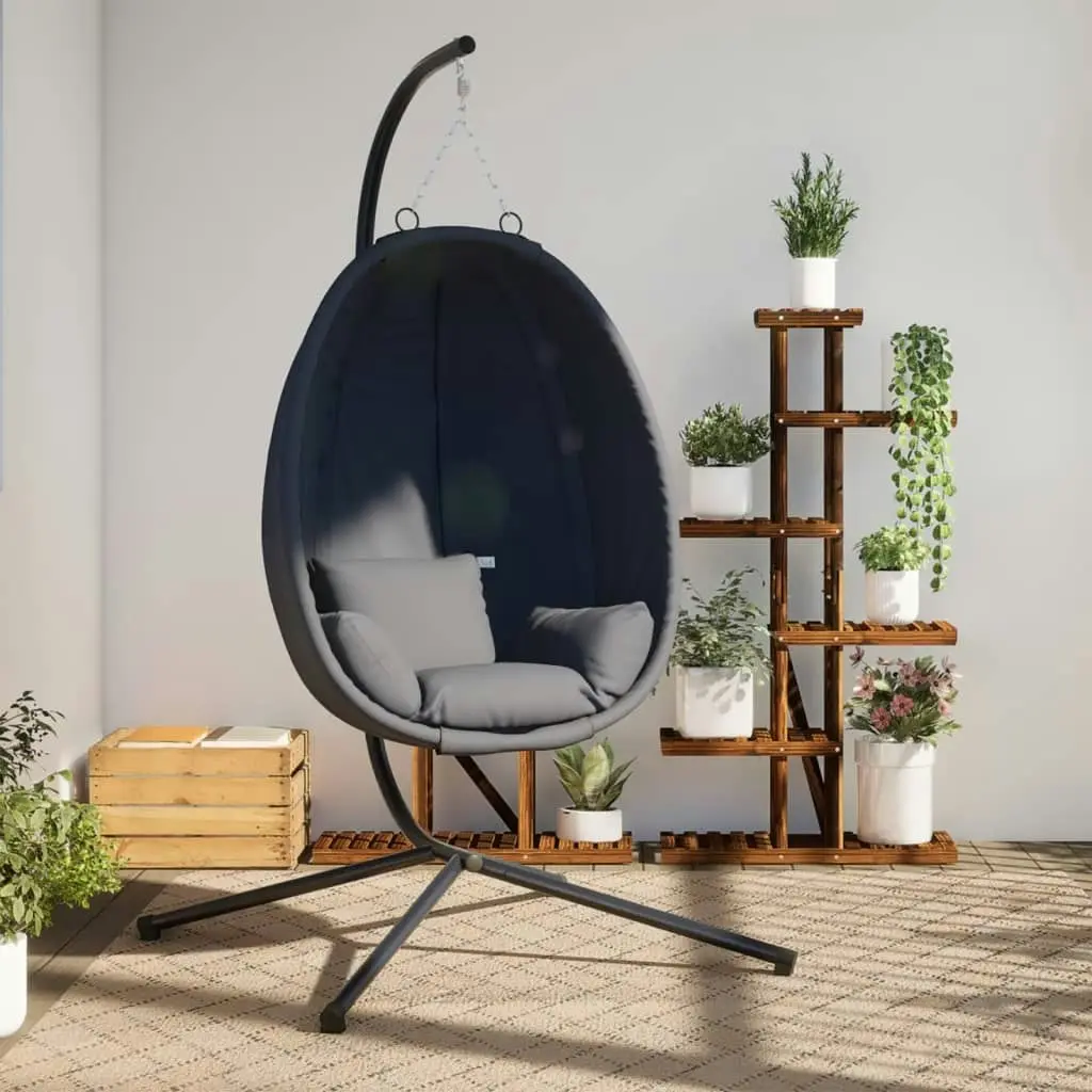 Hanging Egg Chair with Stand Anthracite Fabric and Steel 4007399