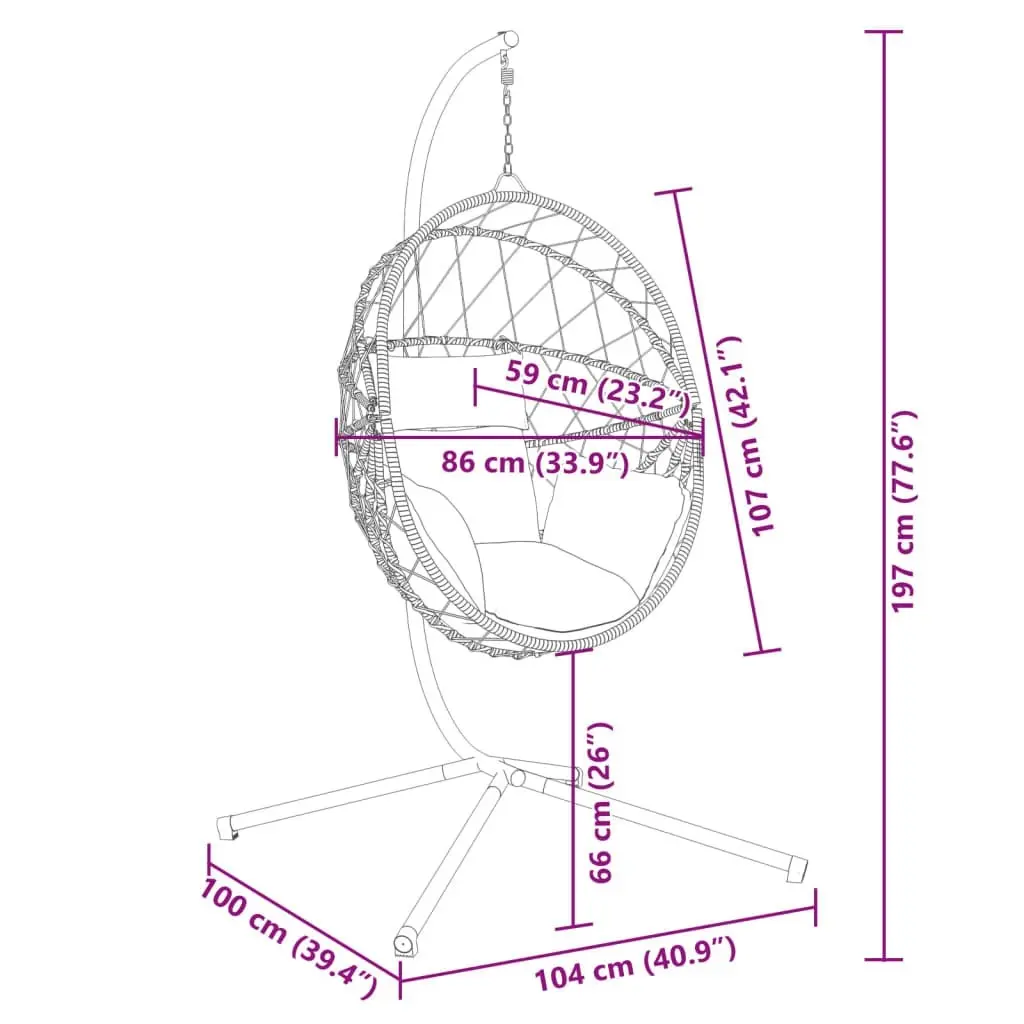 Hanging Egg Chair with Stand Anthracite Rattan and Steel 4007402