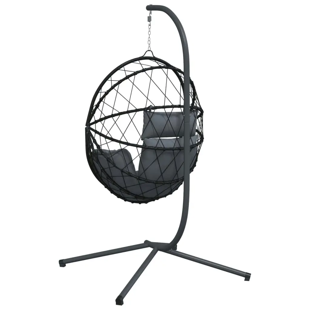 Hanging Egg Chair with Stand Anthracite Rattan and Steel 4007402