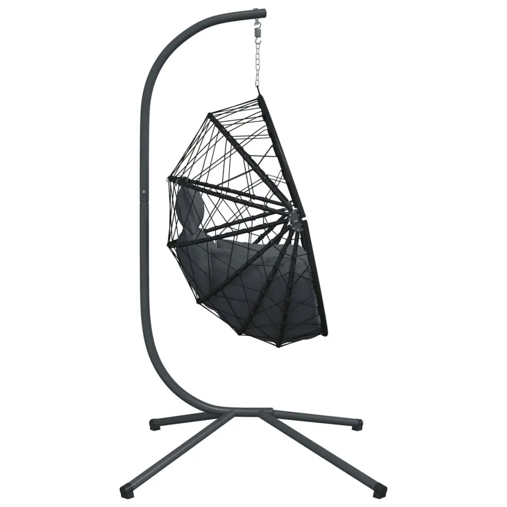 Hanging Egg Chair with Stand Anthracite Rattan and Steel 4007402