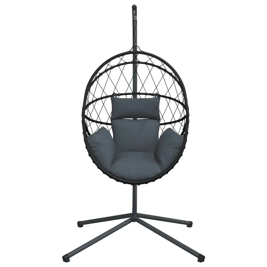 Hanging Egg Chair with Stand Anthracite Rattan and Steel 4007402