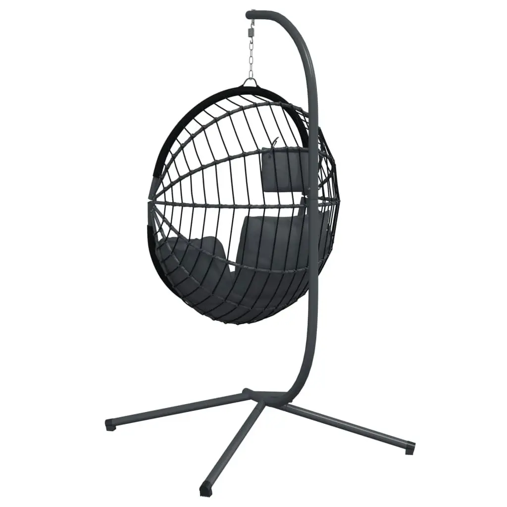 Hanging Egg Chair with Stand Anthracite Rattan and Steel 4007405