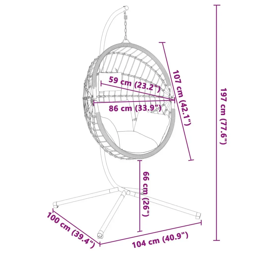 Hanging Egg Chair with Stand Anthracite Rattan and Steel 4007405