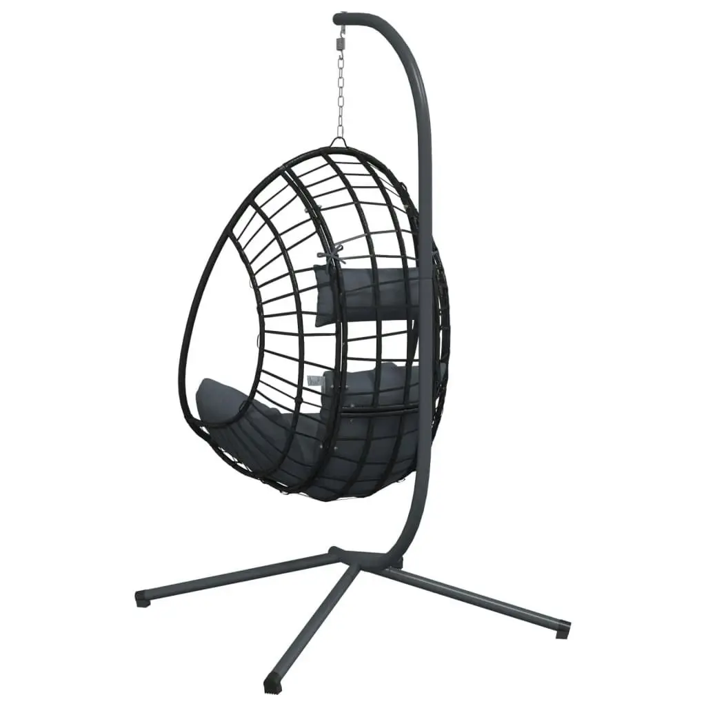 Hanging Egg Chair with Stand Anthracite Rattan and Steel 4007409