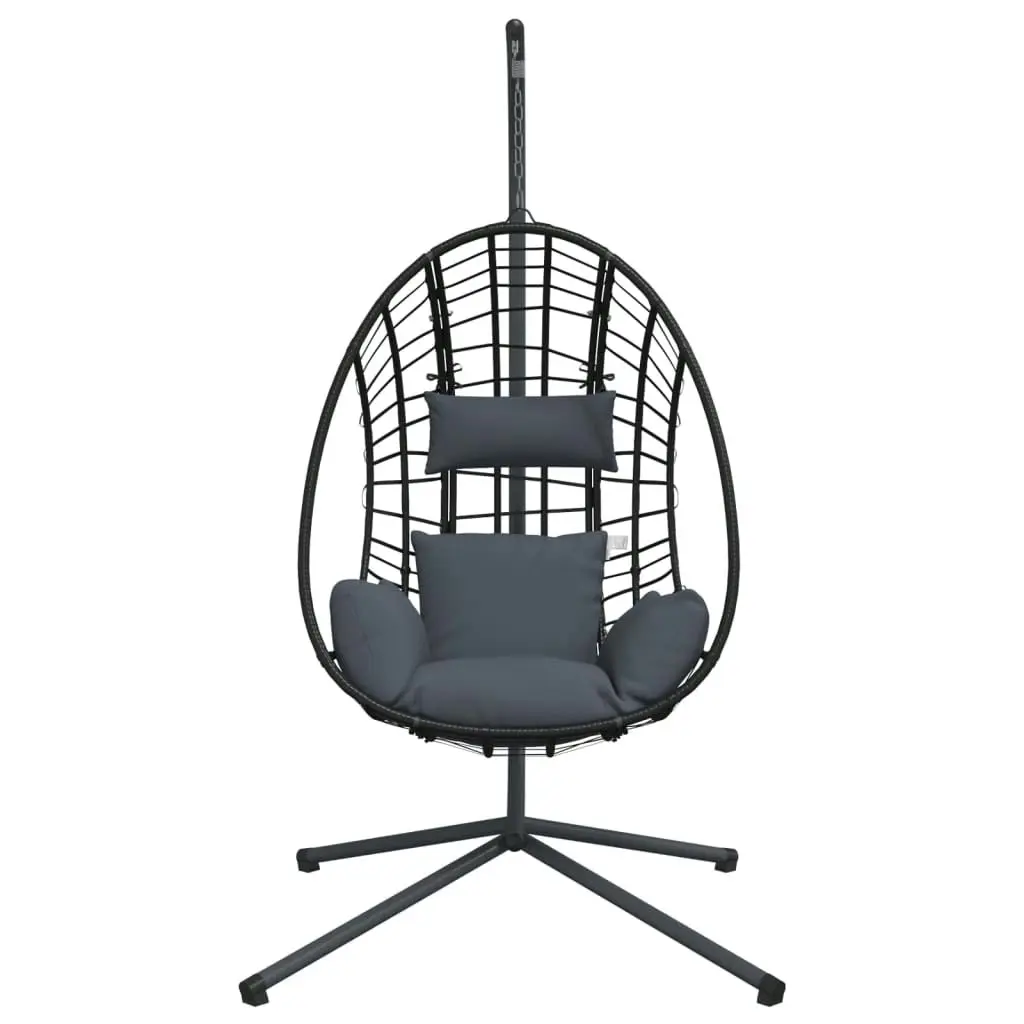 Hanging Egg Chair with Stand Anthracite Rattan and Steel 4007409