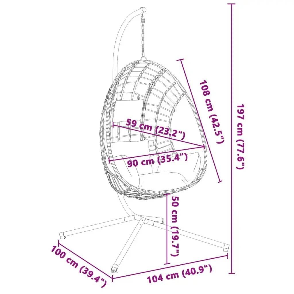 Hanging Egg Chair with Stand Anthracite Rattan and Steel 4007409