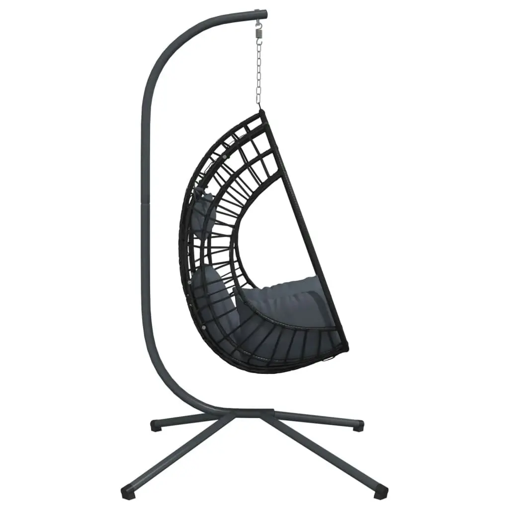 Hanging Egg Chair with Stand Anthracite Rattan and Steel 4007409