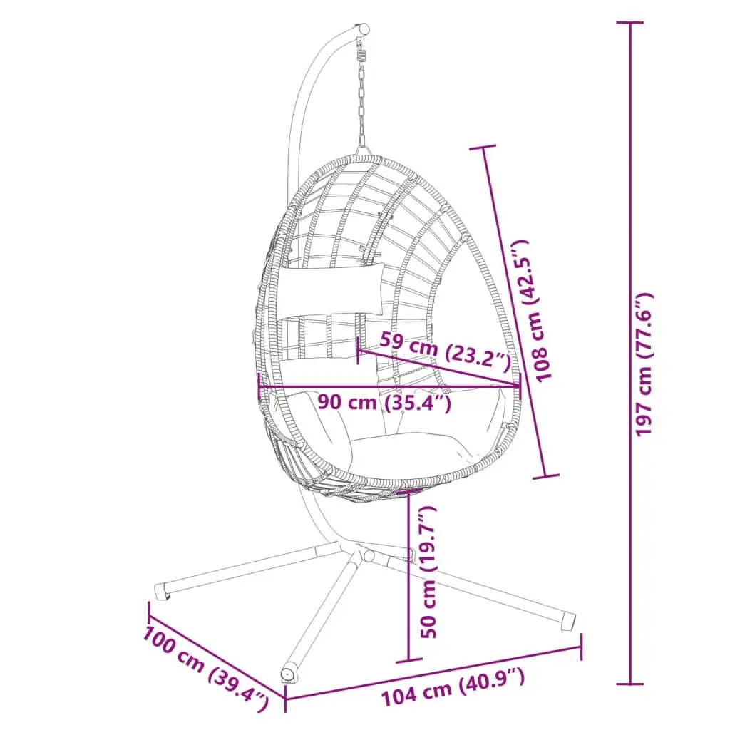 Hanging Egg Chair with Stand Anthracite Rattan and Steel 4007409