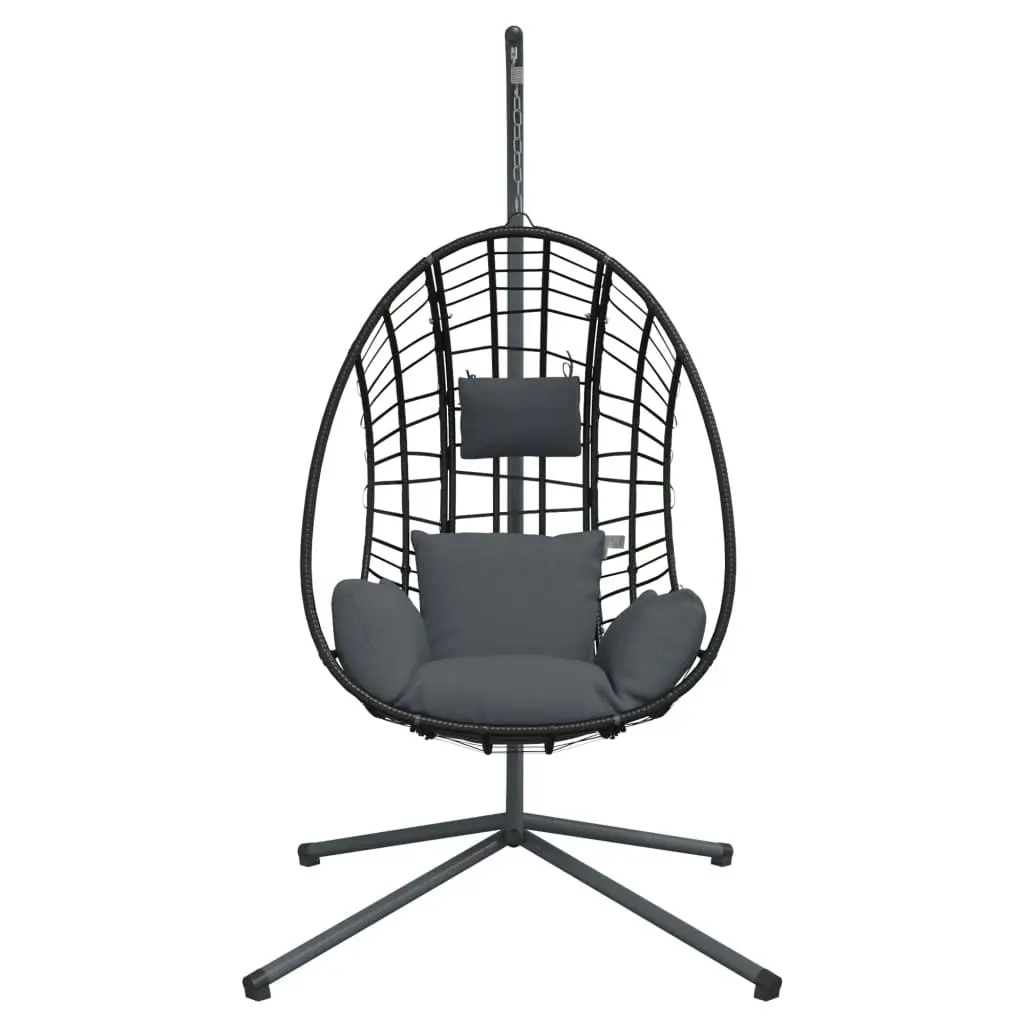 Hanging Egg Chair with Stand Anthracite Rattan and Steel 4007409