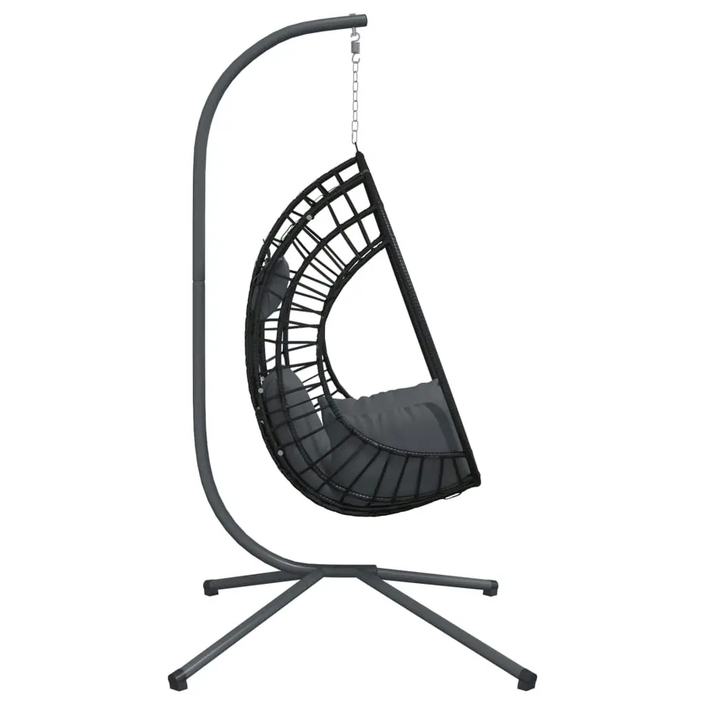 Hanging Egg Chair with Stand Anthracite Rattan and Steel 4007409