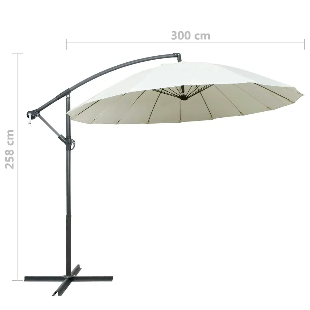 Hanging Parasol White 3 m Aluminium Pole 47220