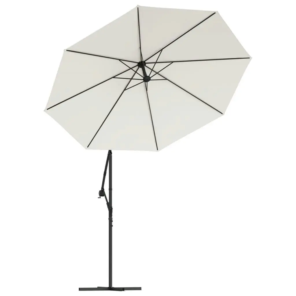 Hanging Parasol with LED Lighting 300 cm Sand Metal Pole 42970