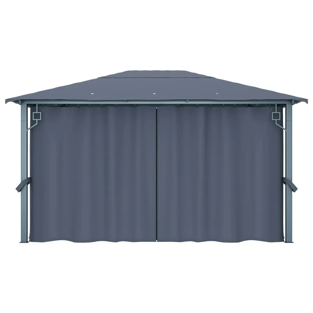 Gazebo with Curtain 400x300 cm Anthracite Aluminium 48045