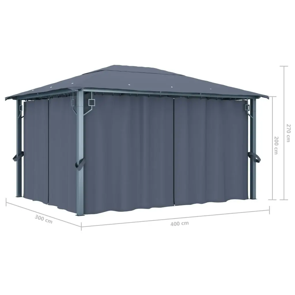 Gazebo with Curtain 400x300 cm Anthracite Aluminium 48045