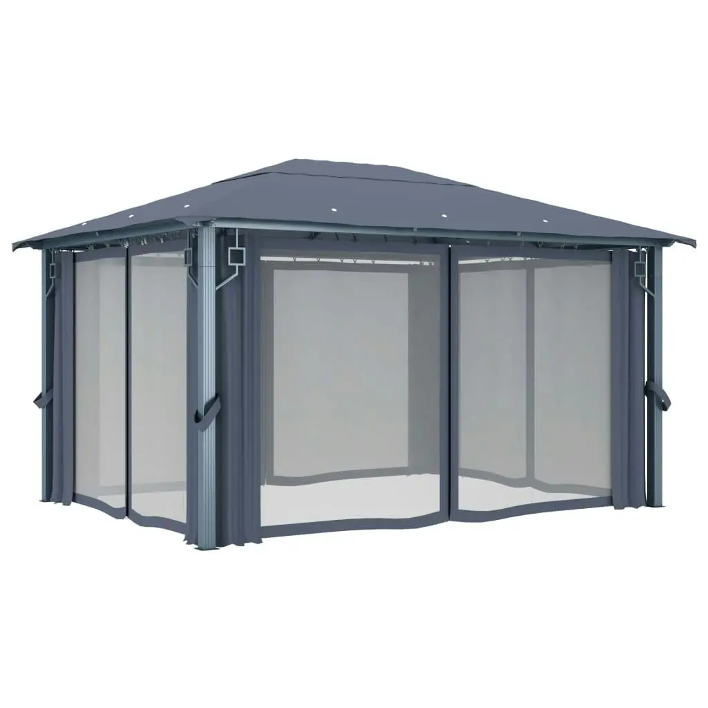 Gazebo with Curtain 400x300 cm Anthracite Aluminium 48045