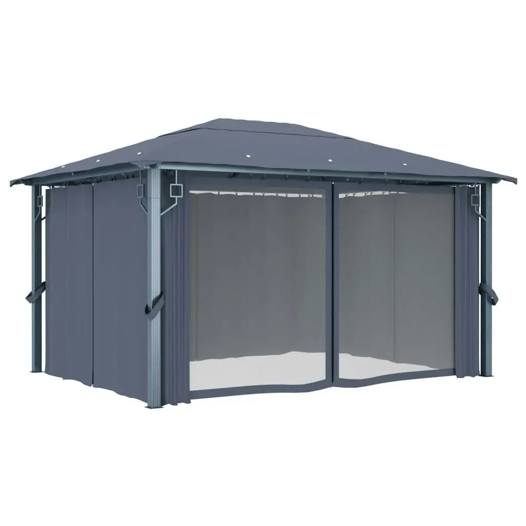 Gazebo with Curtain 400x300 cm Anthracite Aluminium 48045