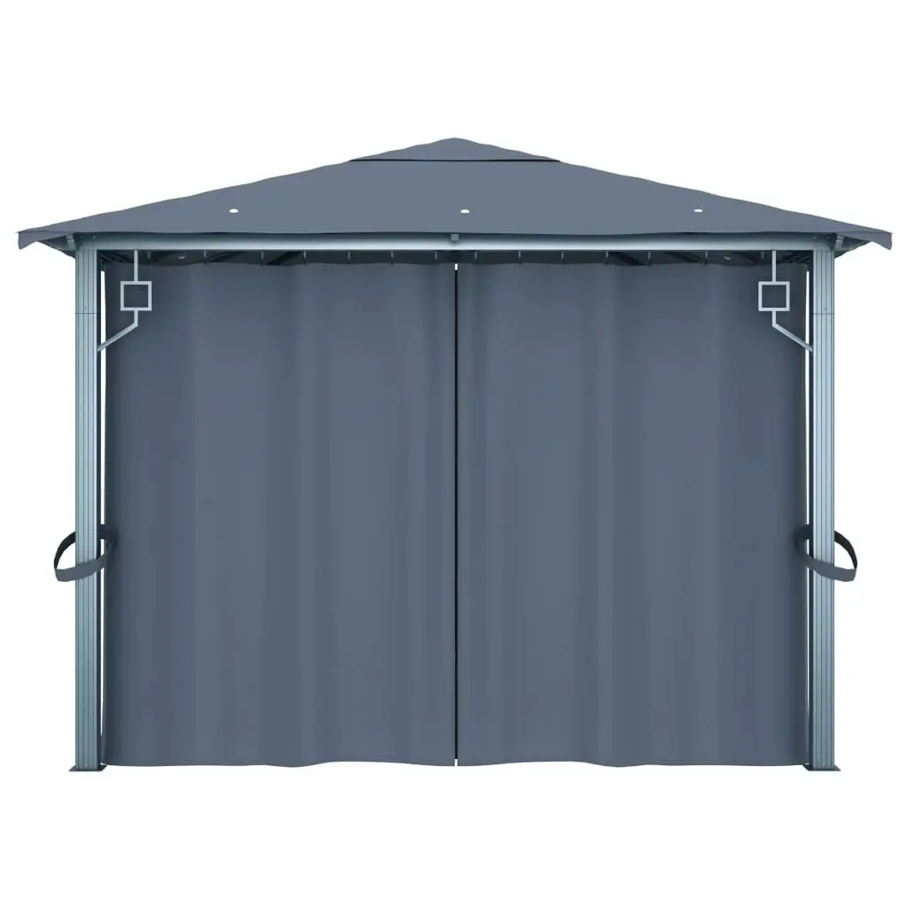 Gazebo with Curtain 400x300 cm Anthracite Aluminium 48045