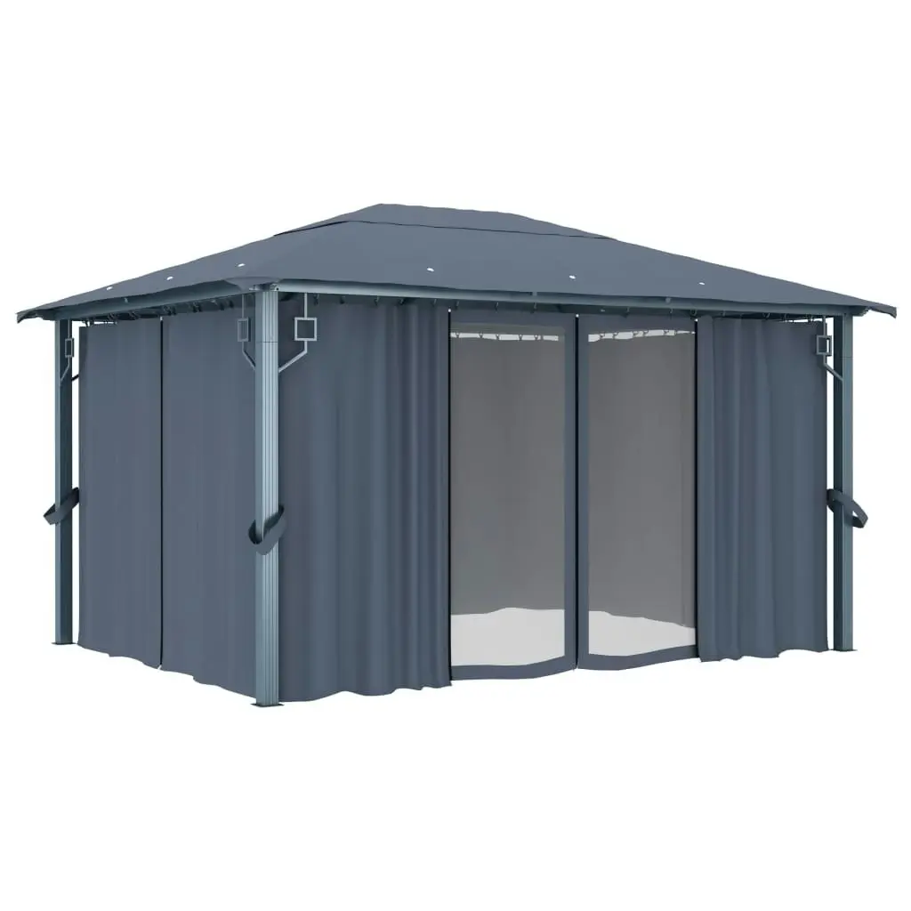 Gazebo with Curtain 400x300 cm Anthracite Aluminium 48045