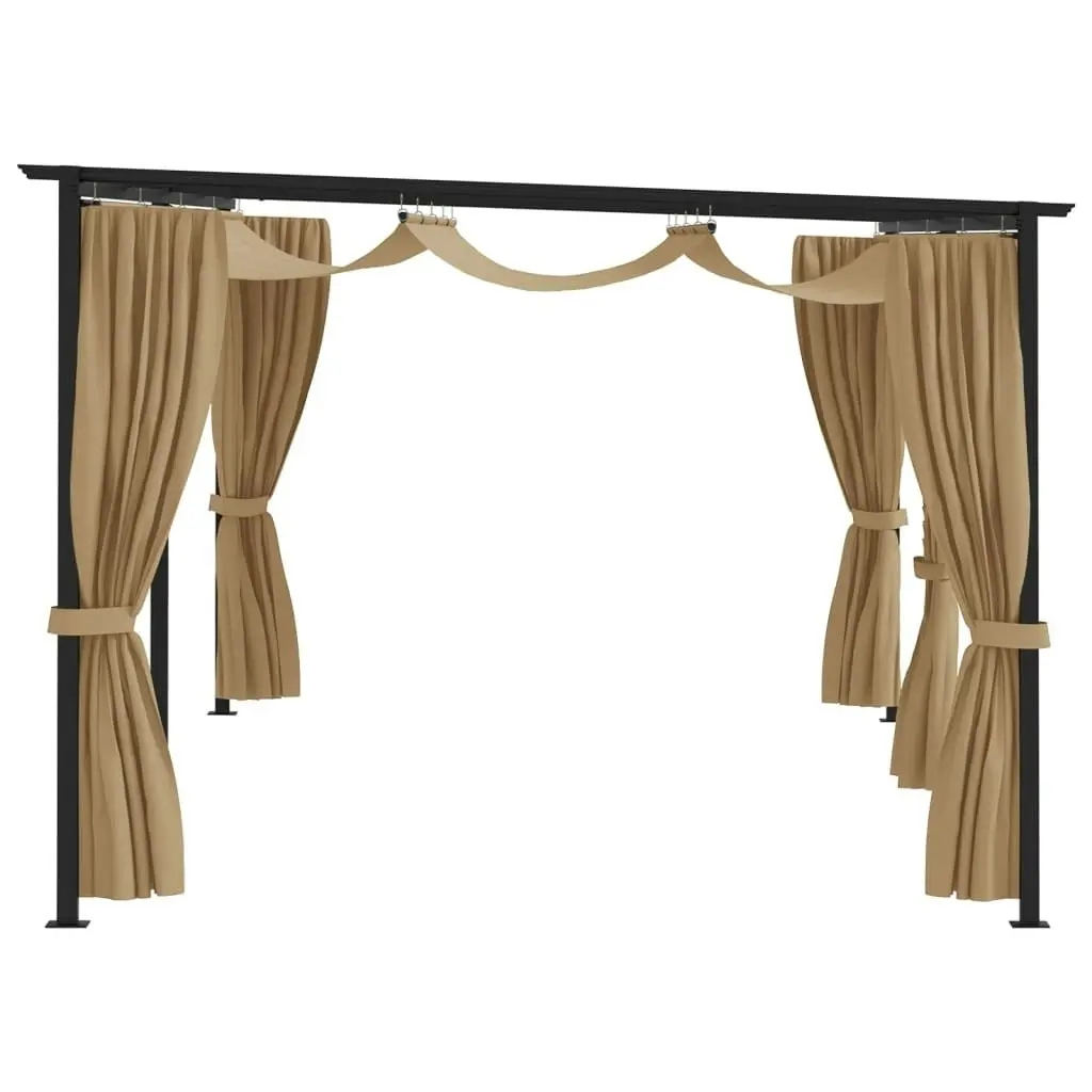 Gazebo with Curtains 6x3 m Taupe Steel 313900