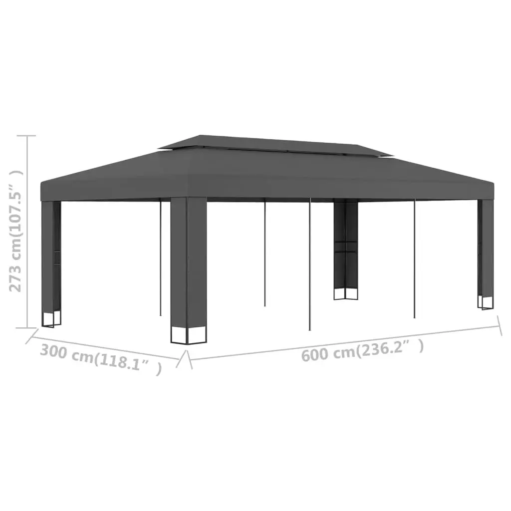 Gazebo with Double Roof 3x6 m Anthracite 47953