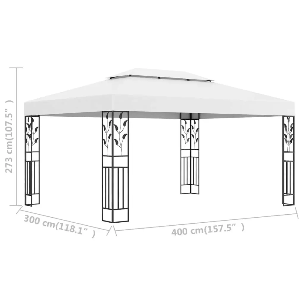 Gazebo with Double Roof 3x4 m White 48030