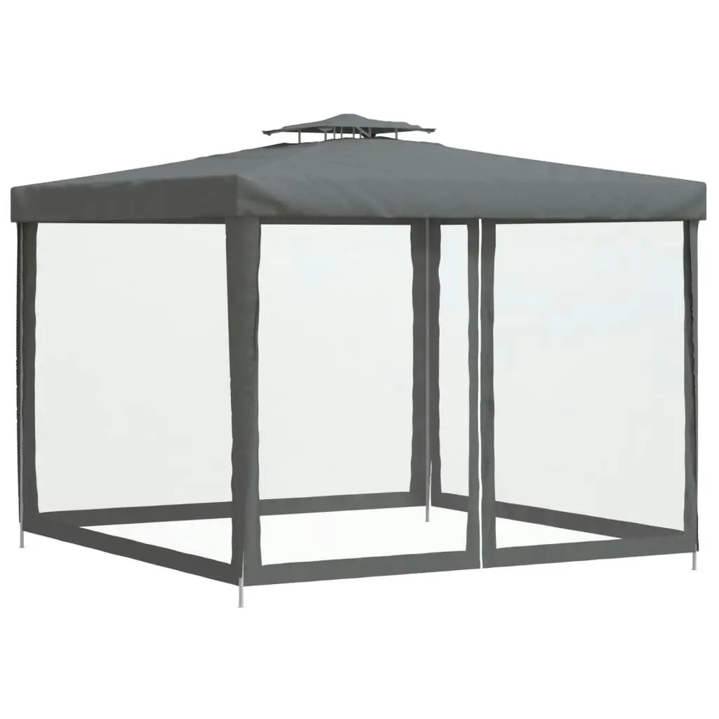 Gazebo with Double Roof Anthracite 3x3x2.68 m Fabric 362625