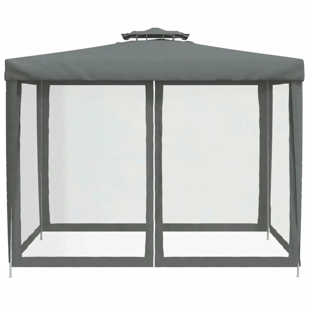 Gazebo with Double Roof Anthracite 3x3x2.68 m Fabric 362625