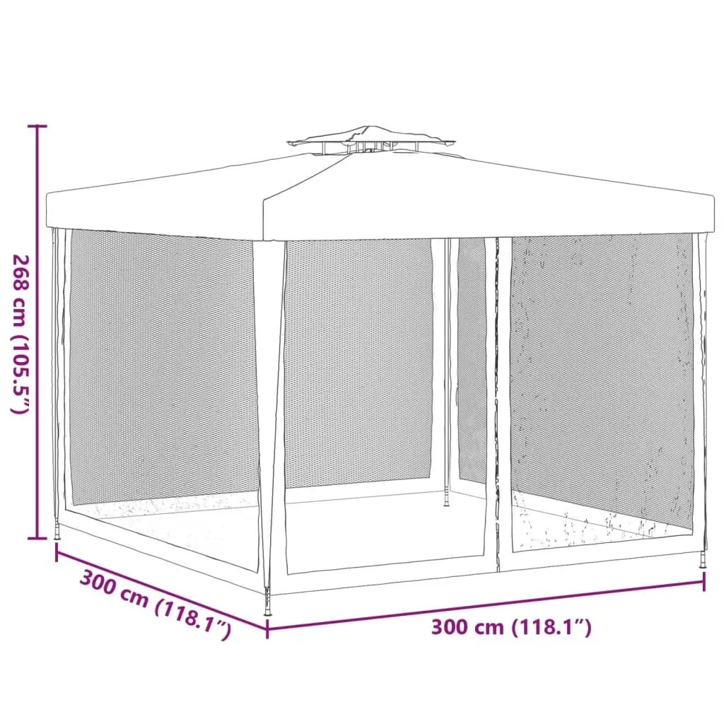 Gazebo with Double Roof Anthracite 3x3x2.68 m Fabric 362625