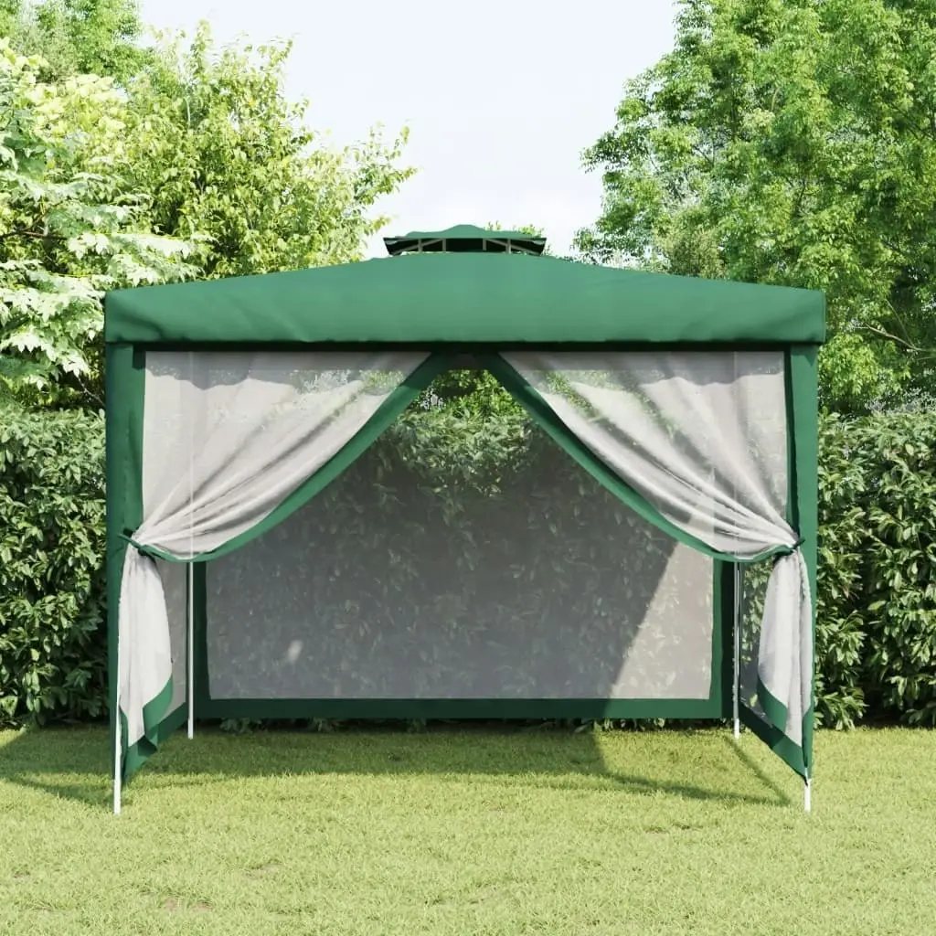 Gazebo with Double Roof Green 3x3x2.68 m Fabric 362626