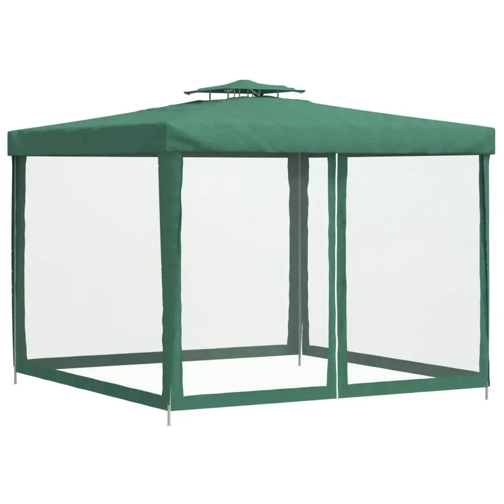 Gazebo with Double Roof Green 3x3x2.68 m Fabric 362626