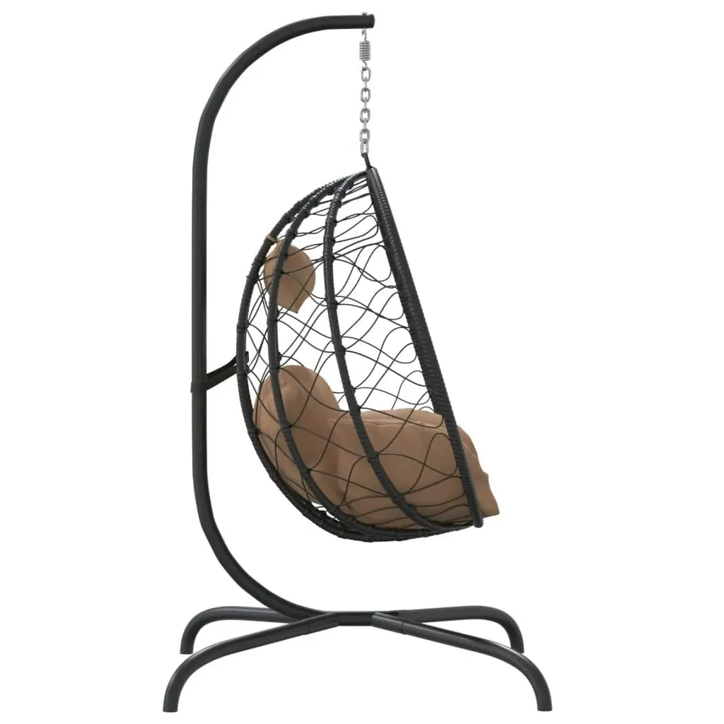 Hanging Egg Chair with Cushion Taupe Poly Rattan&Steel 360047