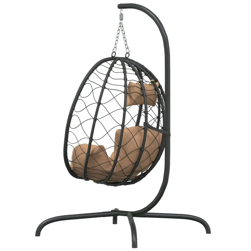 Hanging Egg Chair with Cushion Taupe Poly Rattan&Steel 360047